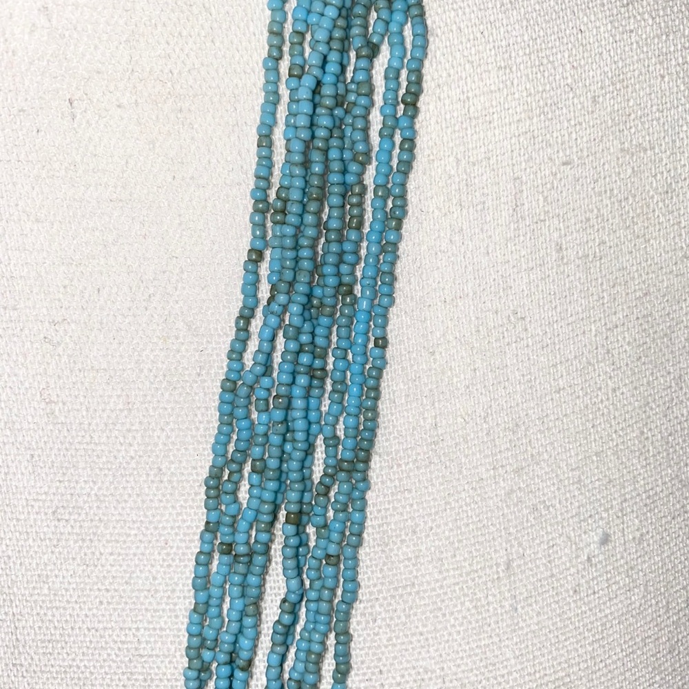 Turquoise Seed Bead Scarf Native Necklace - Picture 11 of 13